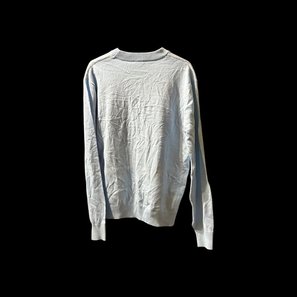 Men's Holiday Crewneck Sweater - Light Blue with Red Design - Picture 2 of 3